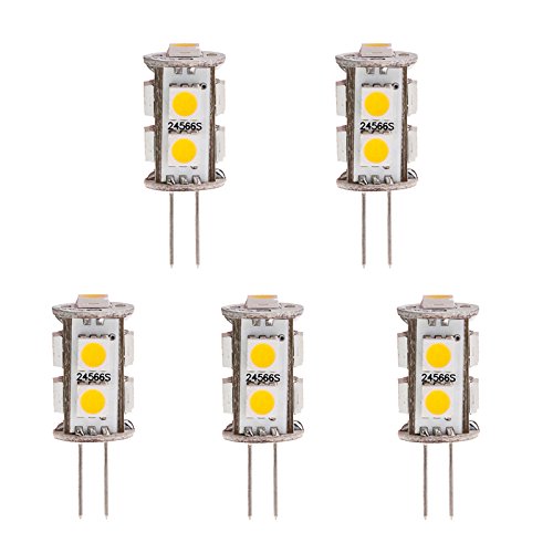 AC10-18V/DC10-30V, Back-Pin Tower T3 JC G4 LED Bulb, 1.8 Watts, 10-15W Equivalent, 5-Pack